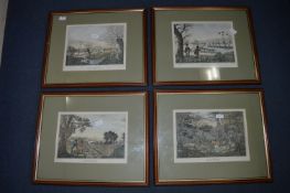 Four Framed Victorian Hunting Prints