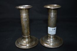 Pair of Round Hallmarked Silver Candlesticks