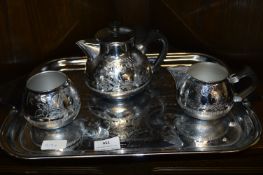 Swan Brand Tea Set on Tray