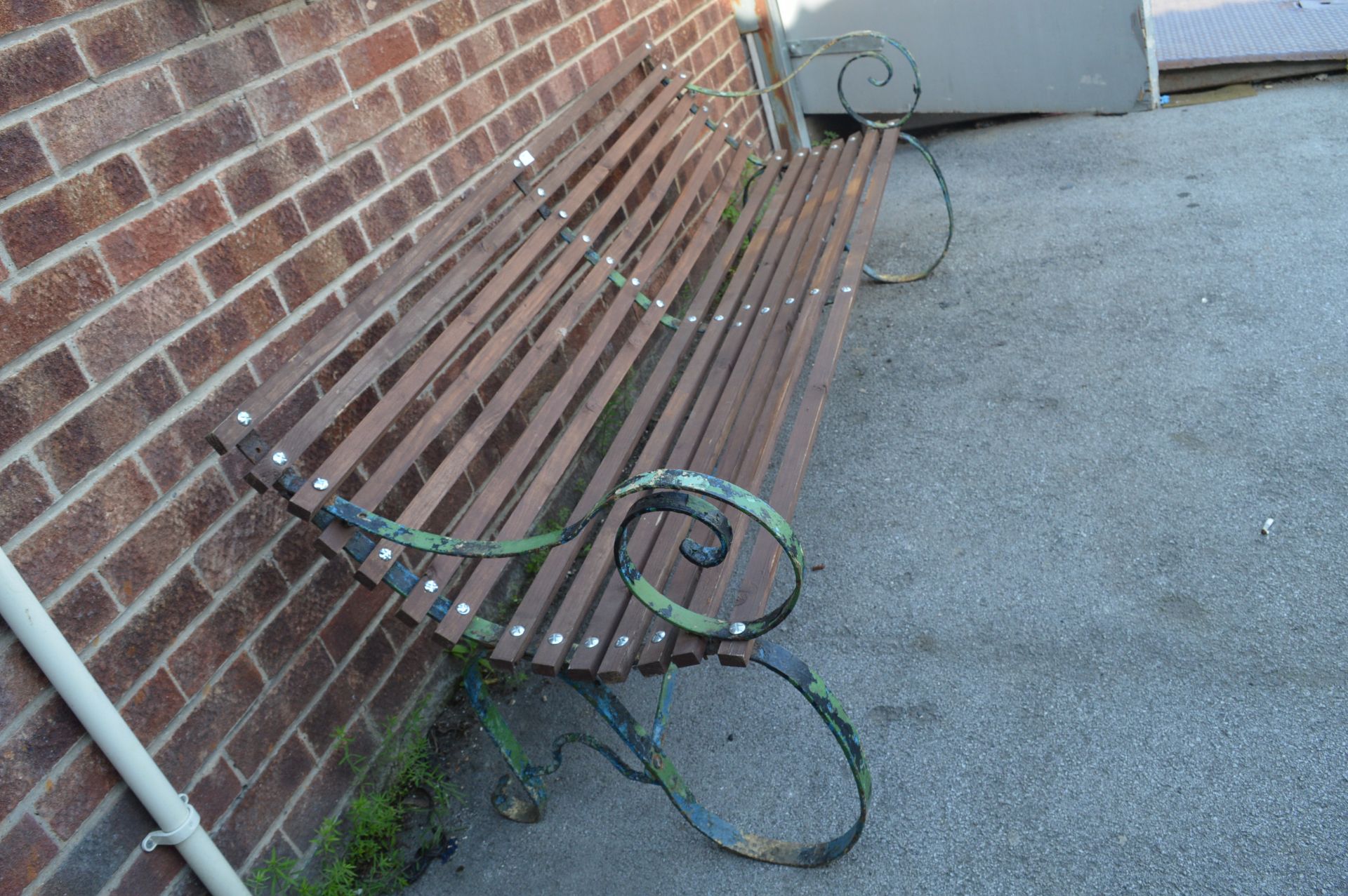 Garden Bench with Wrought Iron Ends - Image 2 of 2