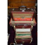 Collection of Vintage Record Cases Containing Reco