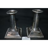 Pair of Square Hallmarked Silver Candlesticks
