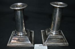 Pair of Square Hallmarked Silver Candlesticks