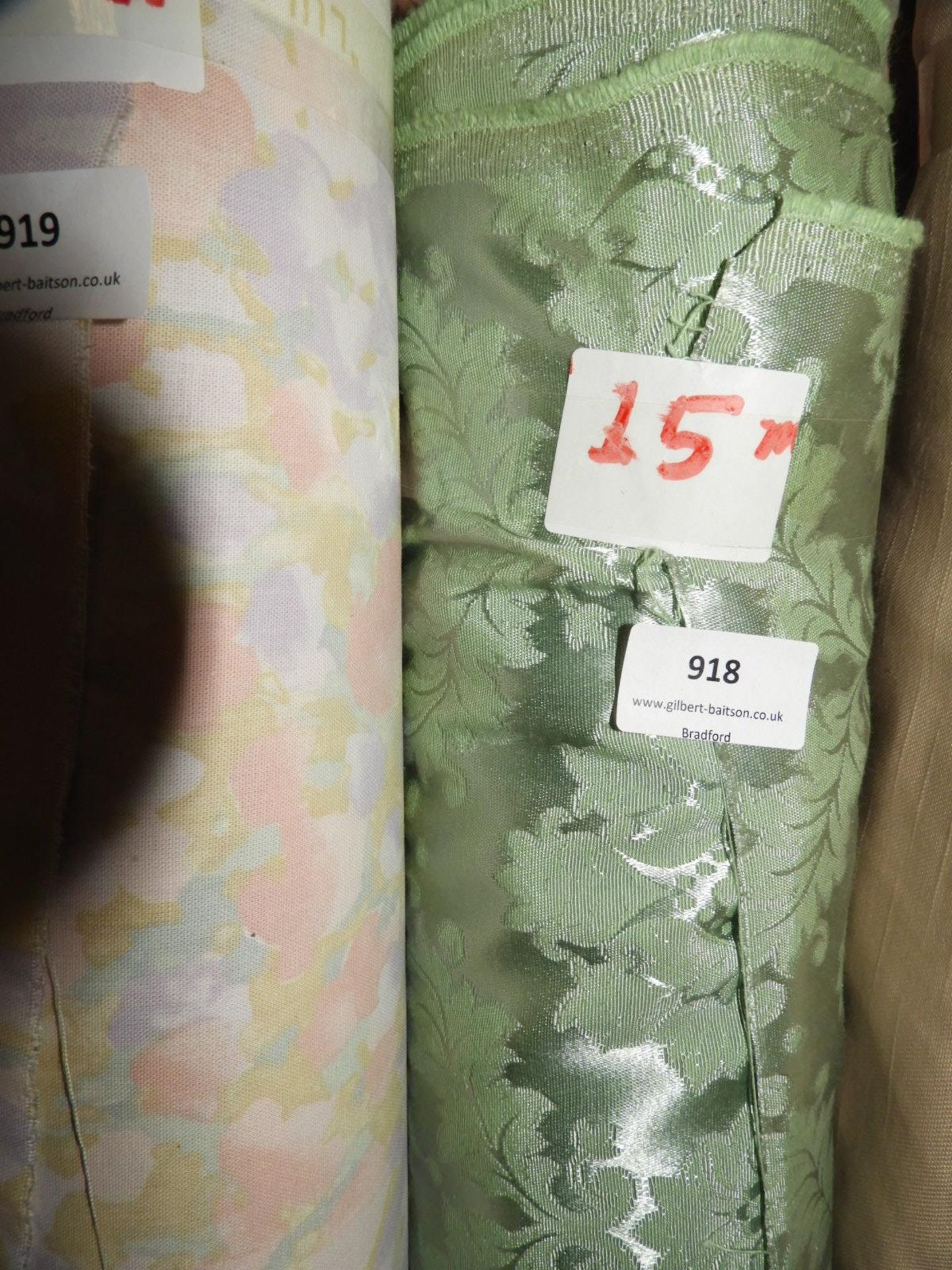 25m Roll of Green Self Pattern Fabric