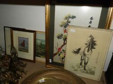 Five Framed Prints and Embroideries Depicting Hors