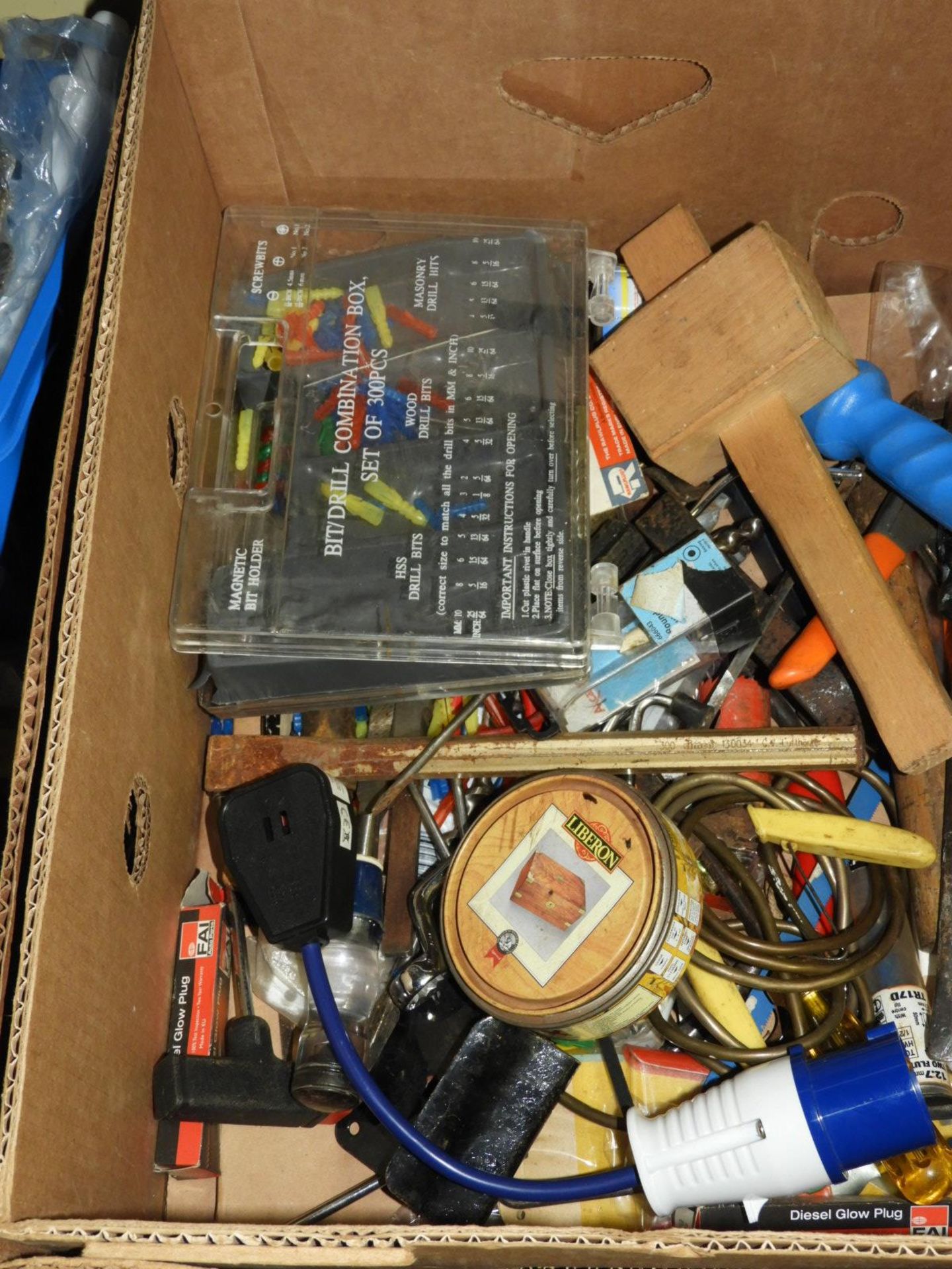 Box Containing Assorted Hand Tools, Fixings, etc.