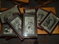 Seven Dark Wood Framed Classical Prints