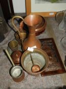 Collection of Copperware Including Embossed Pictur