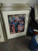 Nine Silver Framed Contemporary Style Prints