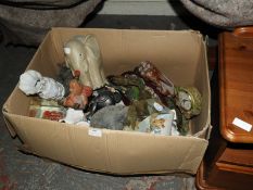 Box Containing Pot, Resin and Elephants