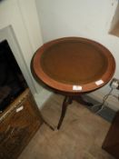 Circular Tripod Table with Inlet Leather Top