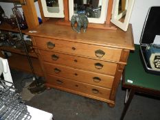 Pine Four Drawer Chest of Drawer with Reeded Colum