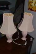 Pair of Pink Bedside Lamps with Shades