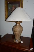 Rattan & Ceramic Table Lamp with Shade