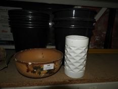 Plastic Buckets and Ceramic Planters