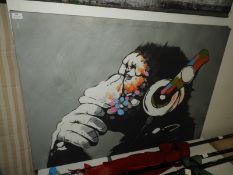 Unframed Printed Canvas - Monkey with Headphones