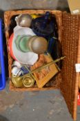 Wicker Picnic Basket Containing Assorted Decorativ
