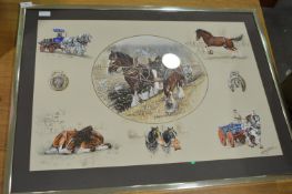 Gilt Framed Picture of Heavy Horses at Work