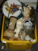 Box Containing Assorted Decorative Items Including