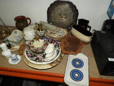 Collection of Pottery, Brassware, Silver Plated Tr