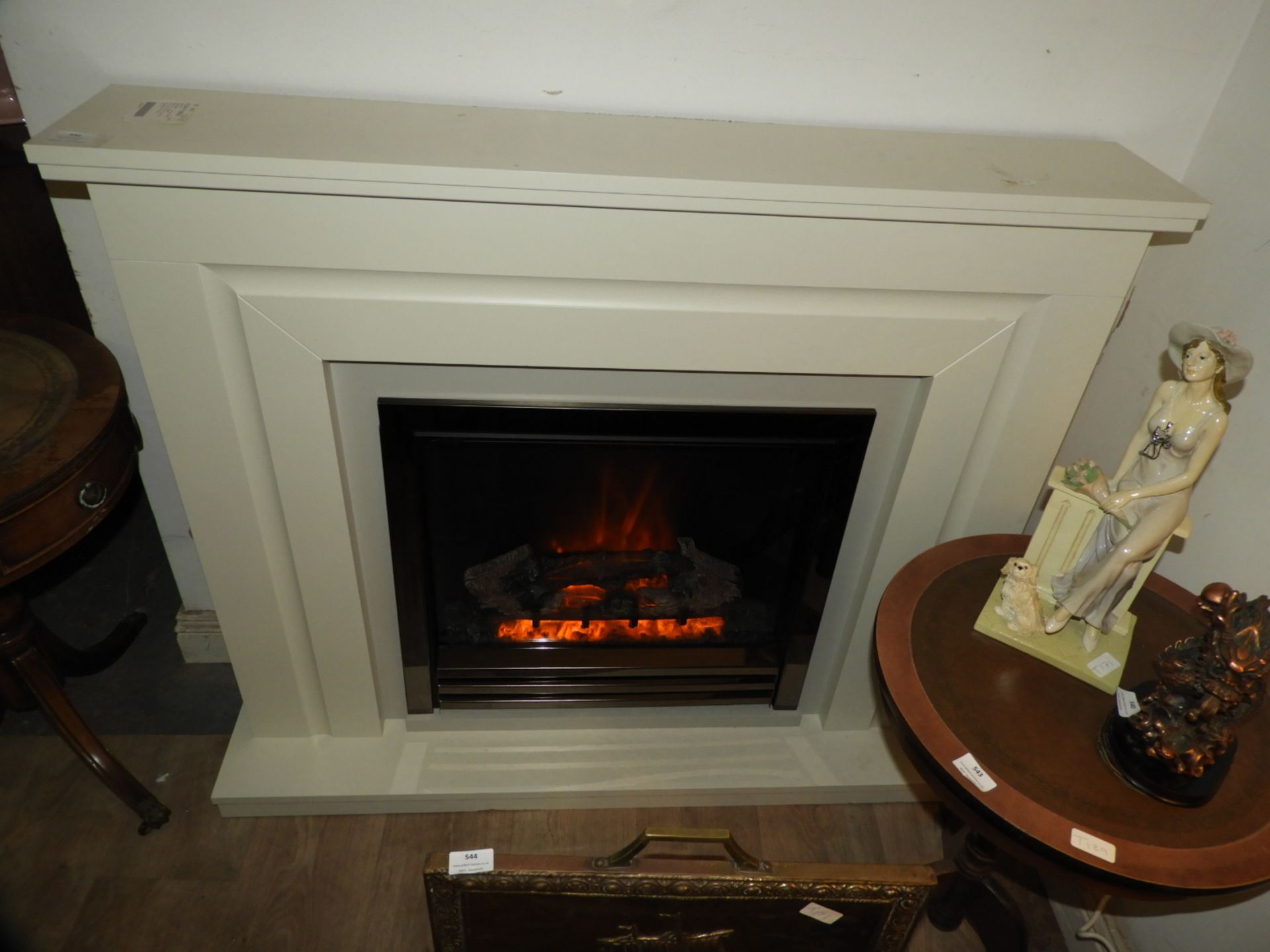 *Witham 48" Cream Fireplace with Electric Log Effe