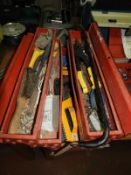 Red Cantilever Toolbox Containing Assorted DIY Tools