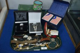 Tray Lot of Assorted Wristwatches Including Replic