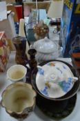 Assortment of Pottery Items and Glass Vases