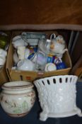 Two Boxes of Pottery Items Including Part Tea Serv