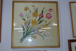 Silk Flower Picture in Gilt Frame