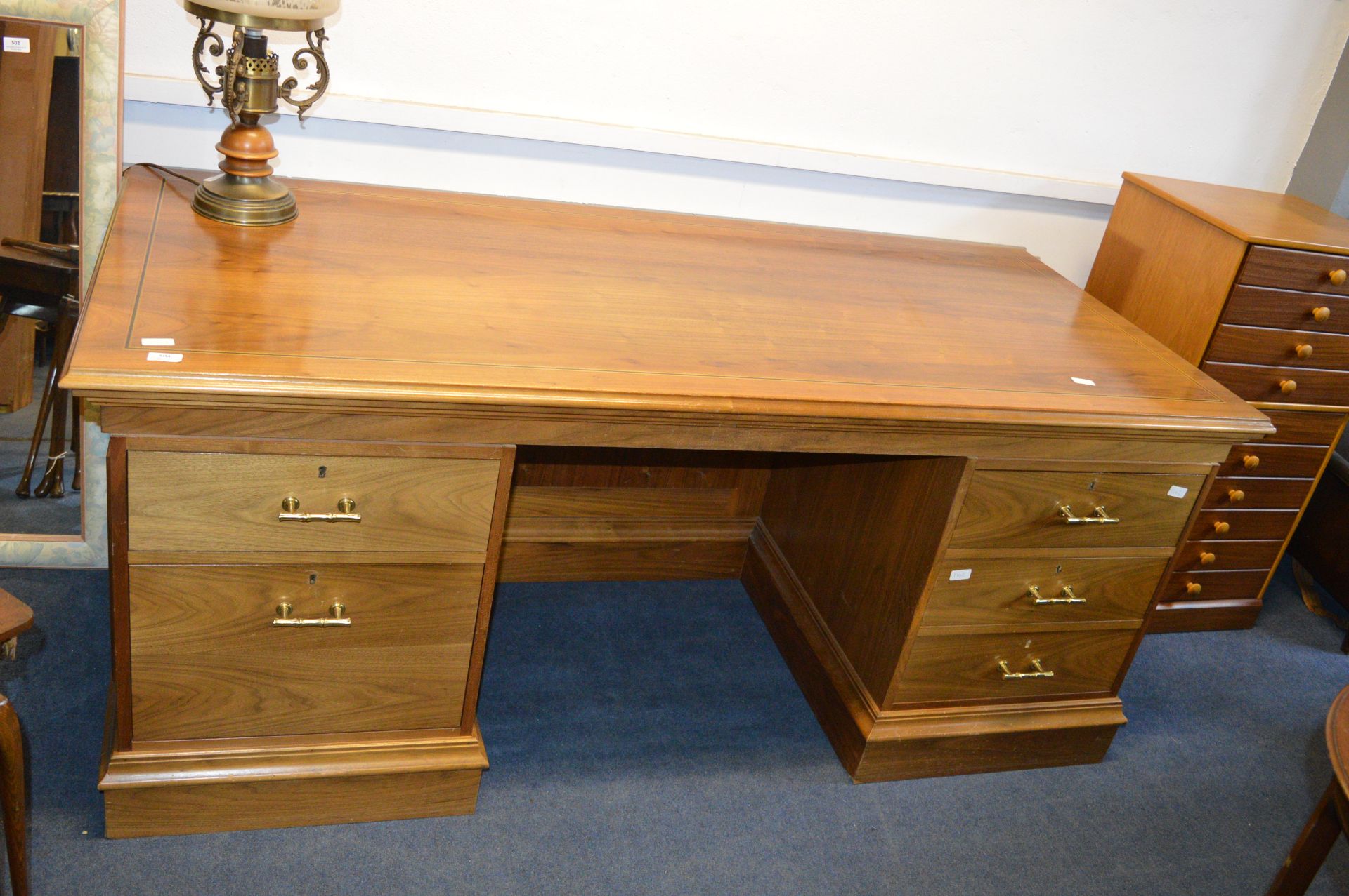 Large Office Desk with Brass Handles 5'11" long