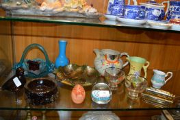 Collection of Glass, and Pottery and a Brass Cale