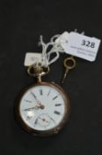 Gent Silver Plated Pocket Watch with Key (Slight W