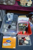 Tub of Assorted Electricals Including Phones, Rout