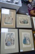 Four Victorian Framed Fashion Plates, and Other Pi