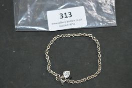 925 Silver Chain Bracelet with Heart Charm Inset w