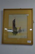 Small Gilt Framed Period Watercolour - Sailing Boa