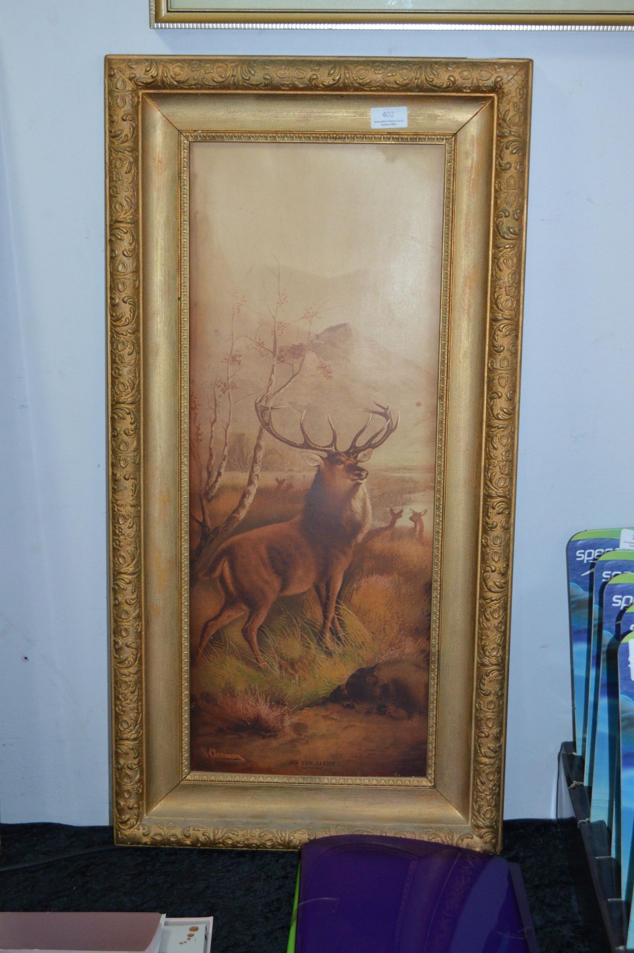 Victorian Gilt Framed Print of a Stag