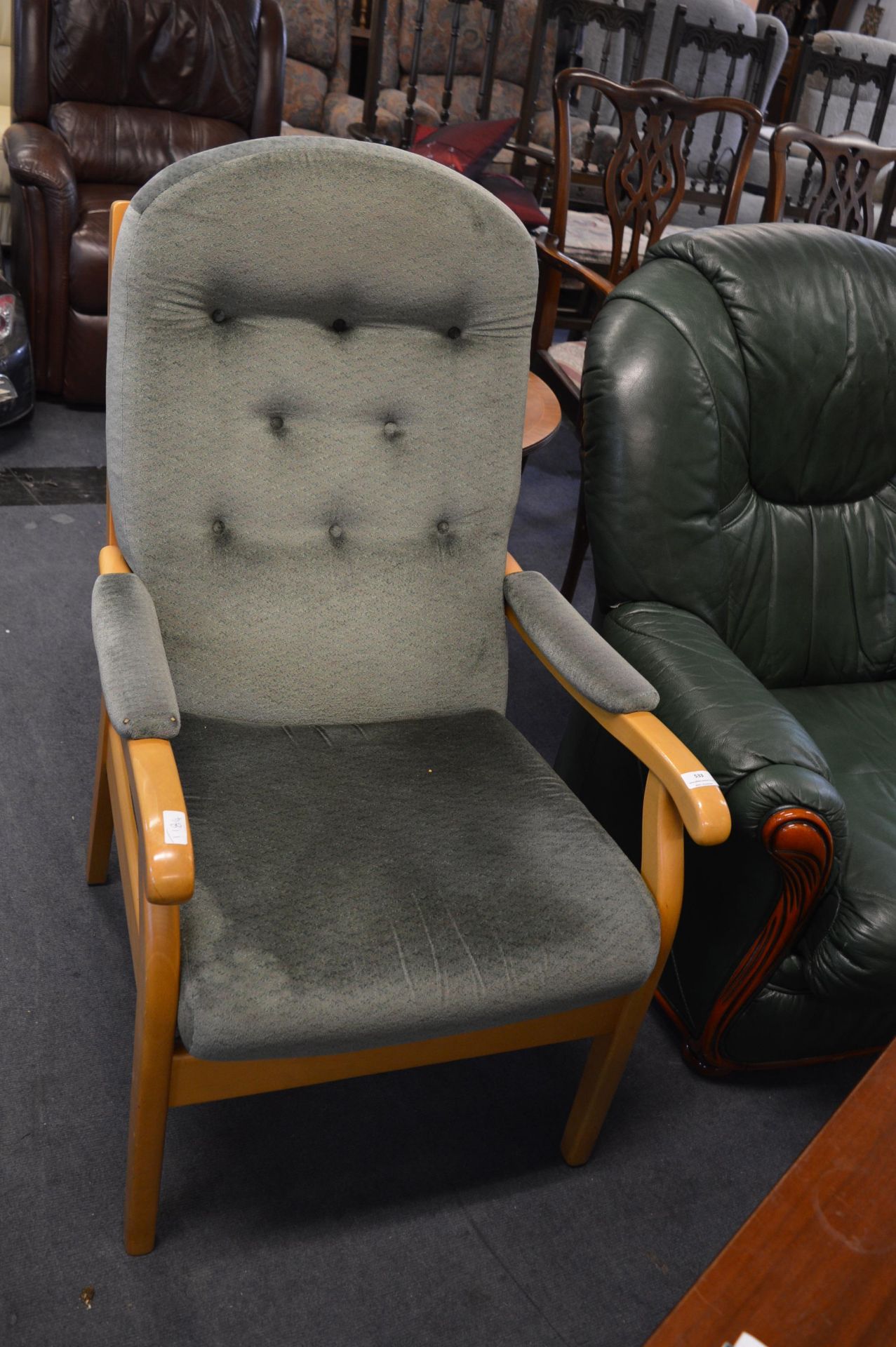 Upholstered Green Armchair