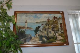 Large Oil on Canvas - Cornish Fishing Village
