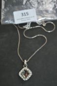 925 Silver Chain and Pendant with Cubic Zirconias