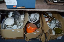 Three Large Boxes of Assorted Kitchenware, Pottery