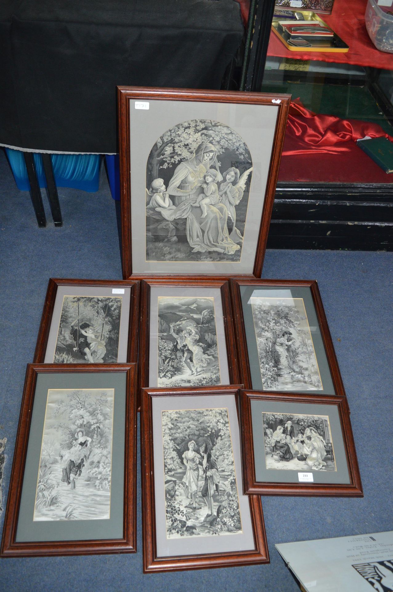 Seven Framed Black & White Victorian Prints