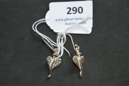 *925 Silver Drop Earrings with Heart Design