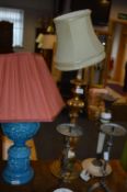 Assortment of Table Lamps, Candlesticks, etc.