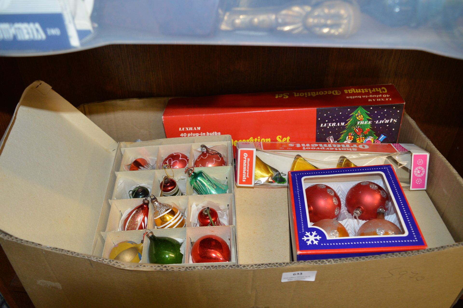 Box of Vintage Christmas Decorations