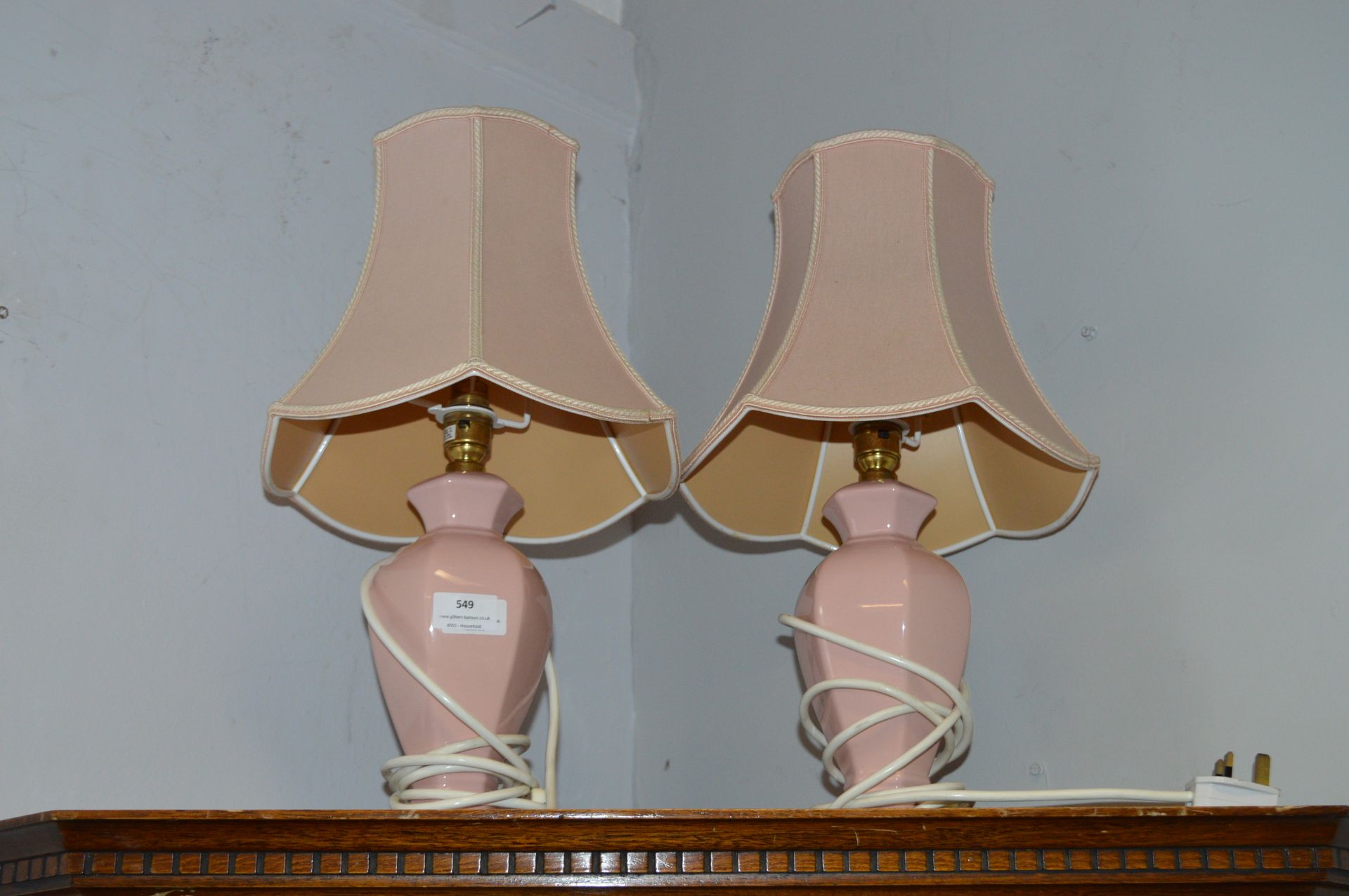 Pair of Pink Ceramic Table Lamps