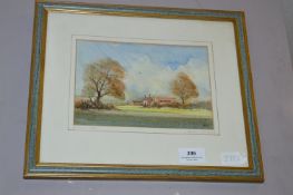 Framed Watercolour by Barry Whiting - Autumn Farm