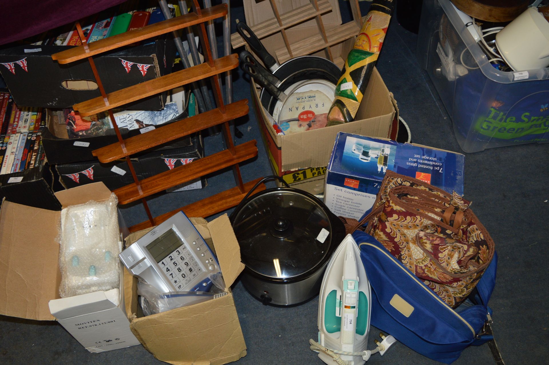 Assortment of Household Items Including Slow Cooke