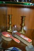Small Dressing Table Set and a Pair of Candlestick